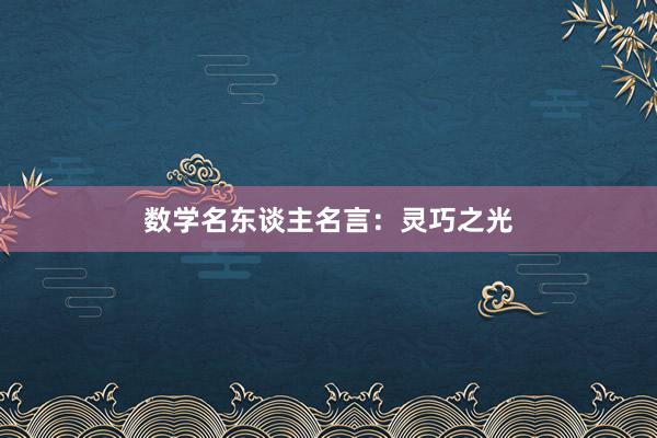 数学名东谈主名言：灵巧之光