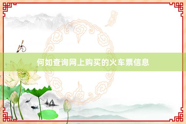 何如查询网上购买的火车票信息